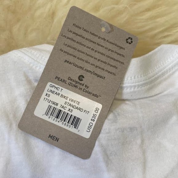 NWT PEARL IZUMI Men Linear Bike Graphic T-Shirt Short Sleeve Top in White - Picture 4 of 5